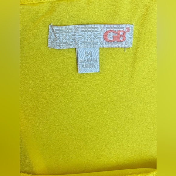 Yellow Gianni Bini Embroidered Split Back Halter Tabk Top/Blouse Size: M - Picture 2 of 5